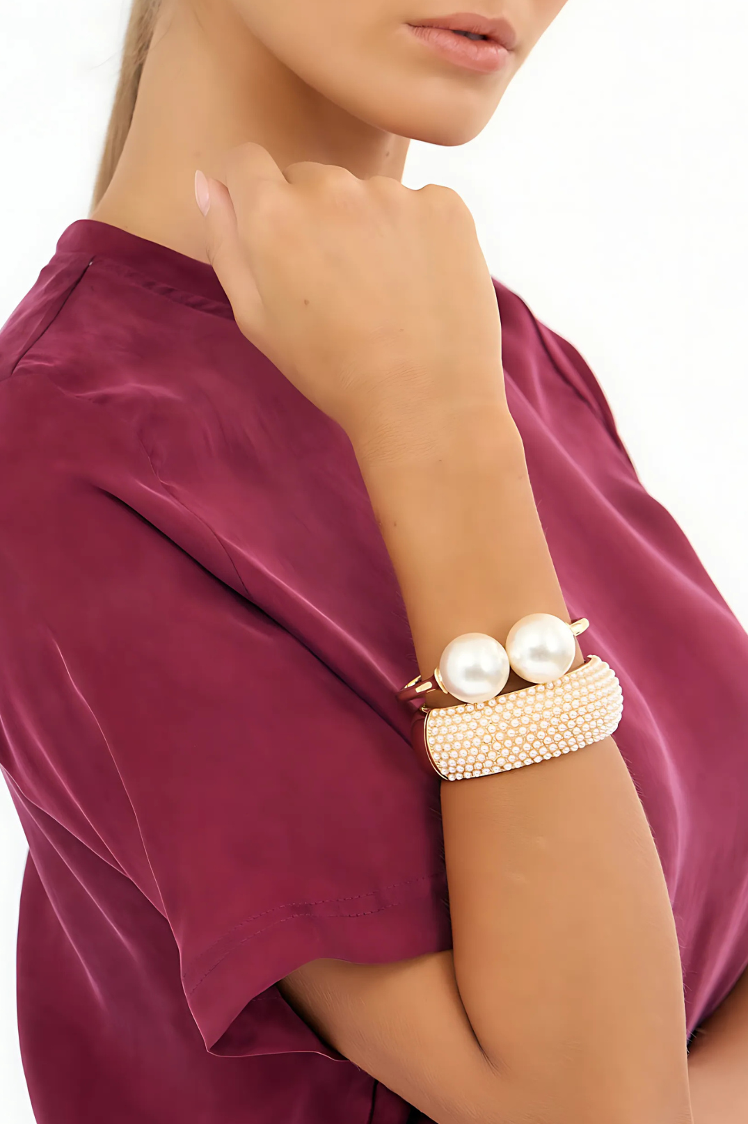 NEW - Poet Wide Pearl Bangle | Gold