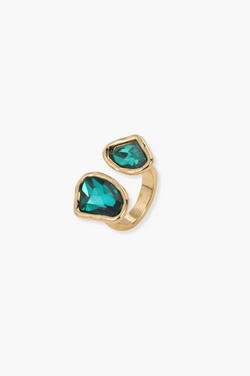 Santorini Emerald Adjustable Ring | Gold