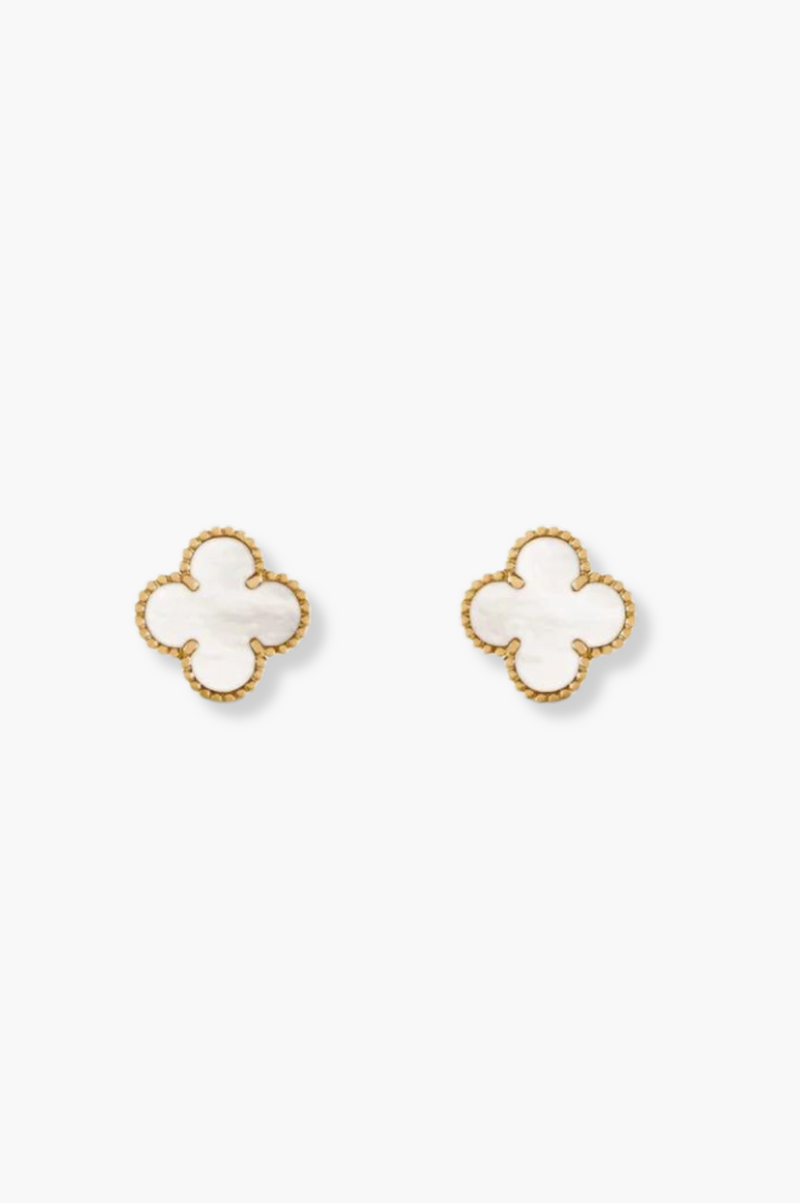 Alexis White Earrings | Gold