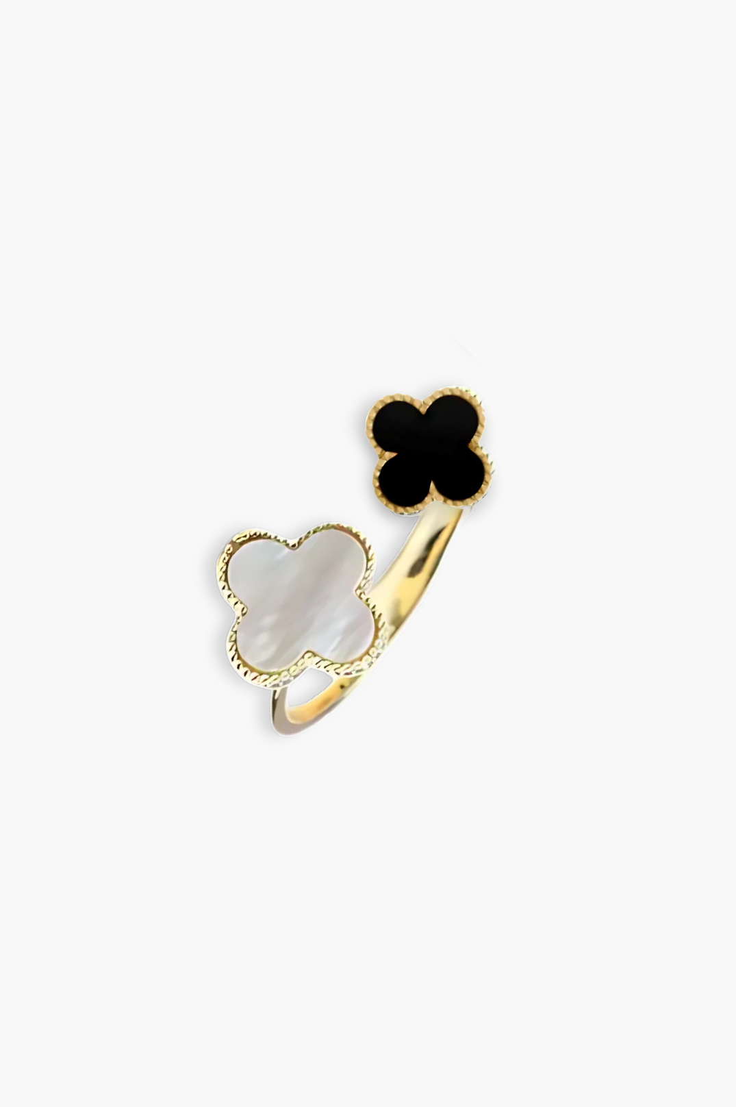 Alexis Black & White Adjustable Ring  | Gold