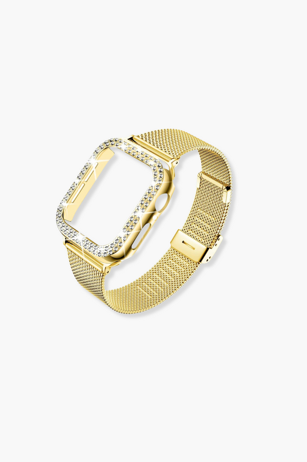 Clearance Milanese Watch Band + Diamond Case For Apple | Gold Series 9 8 7 41MM