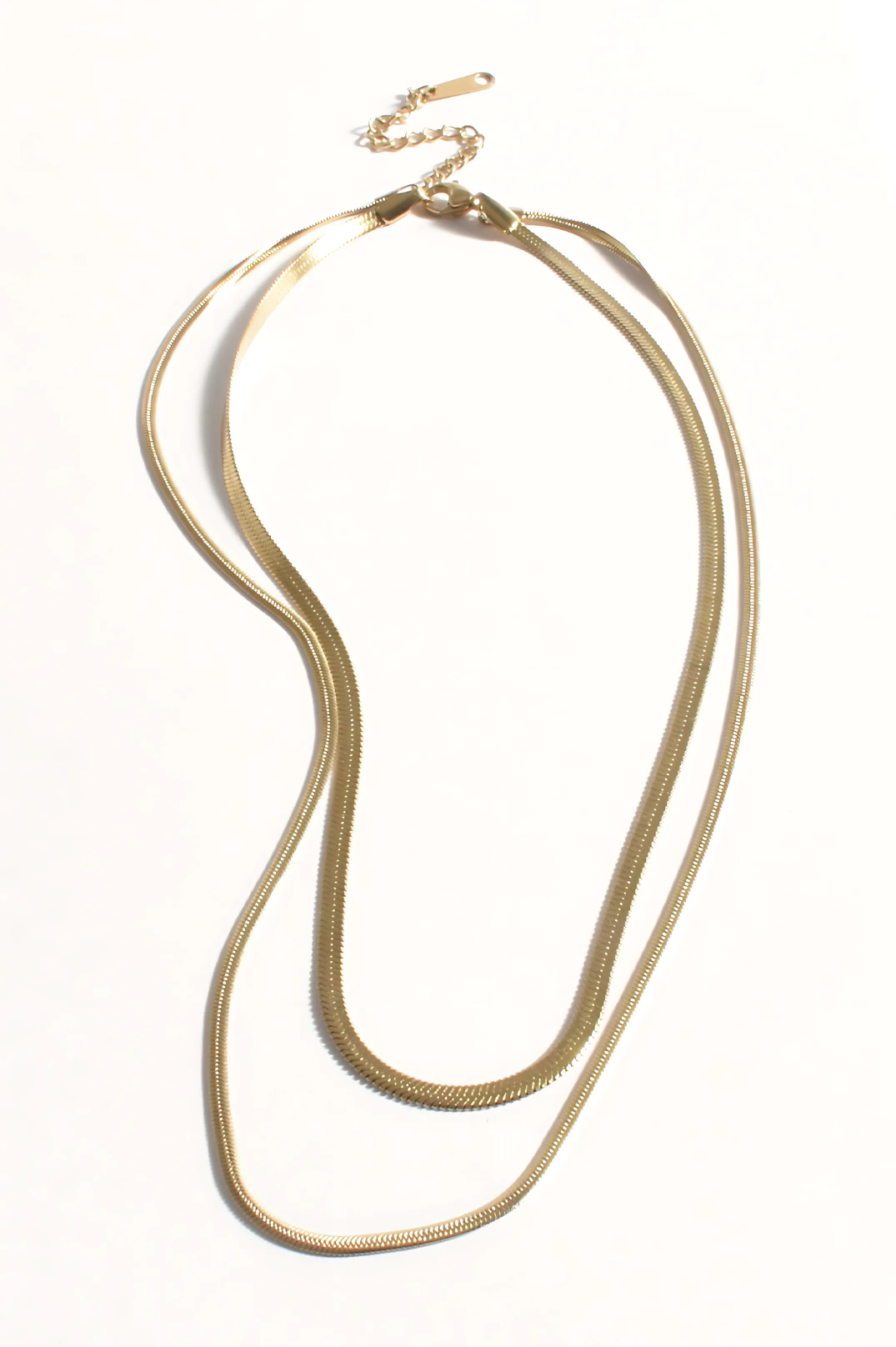 Bella Double Herringbone Necklace | Gold