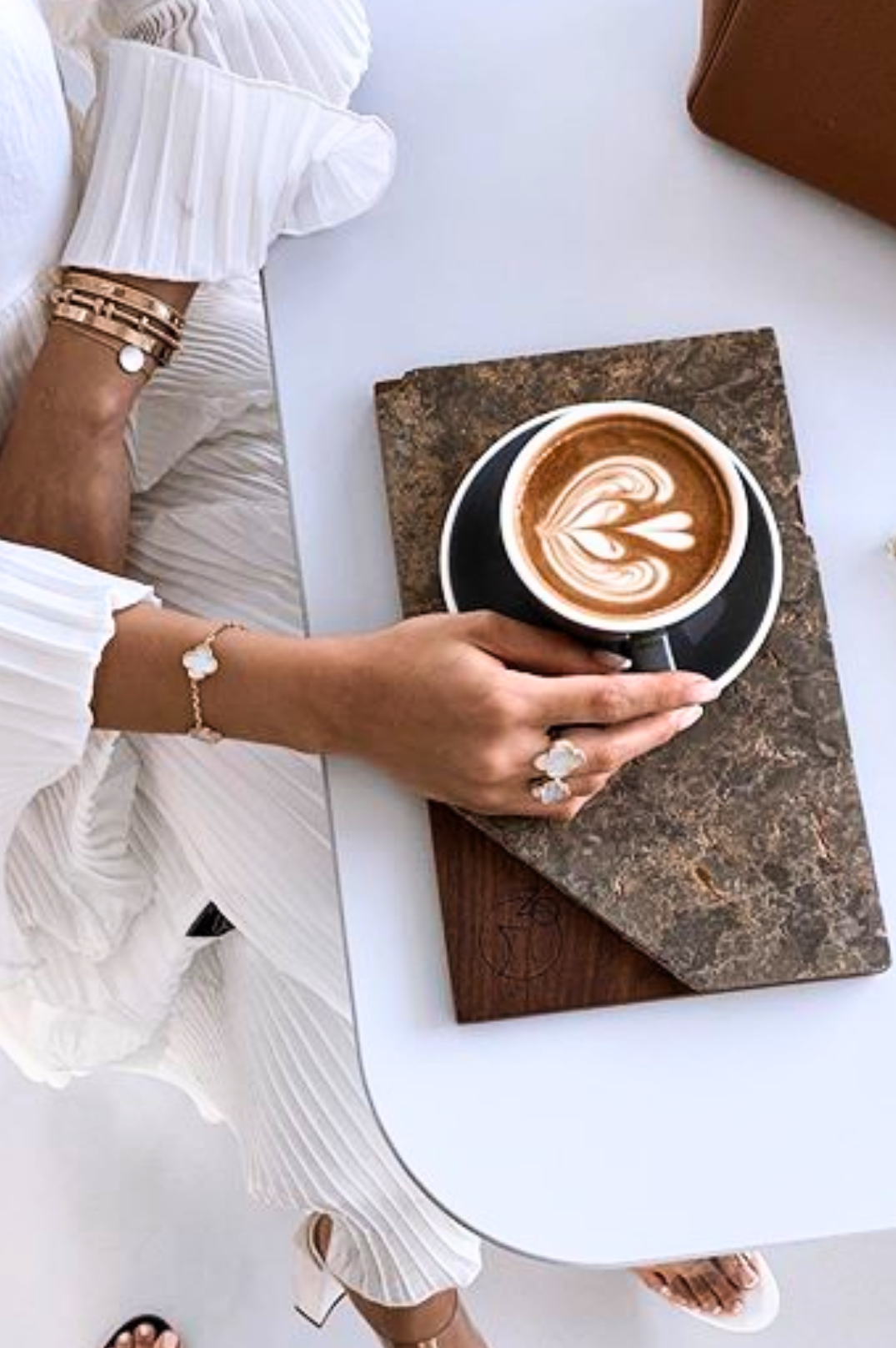 Alexis Black & White Adjustable Ring  | Gold