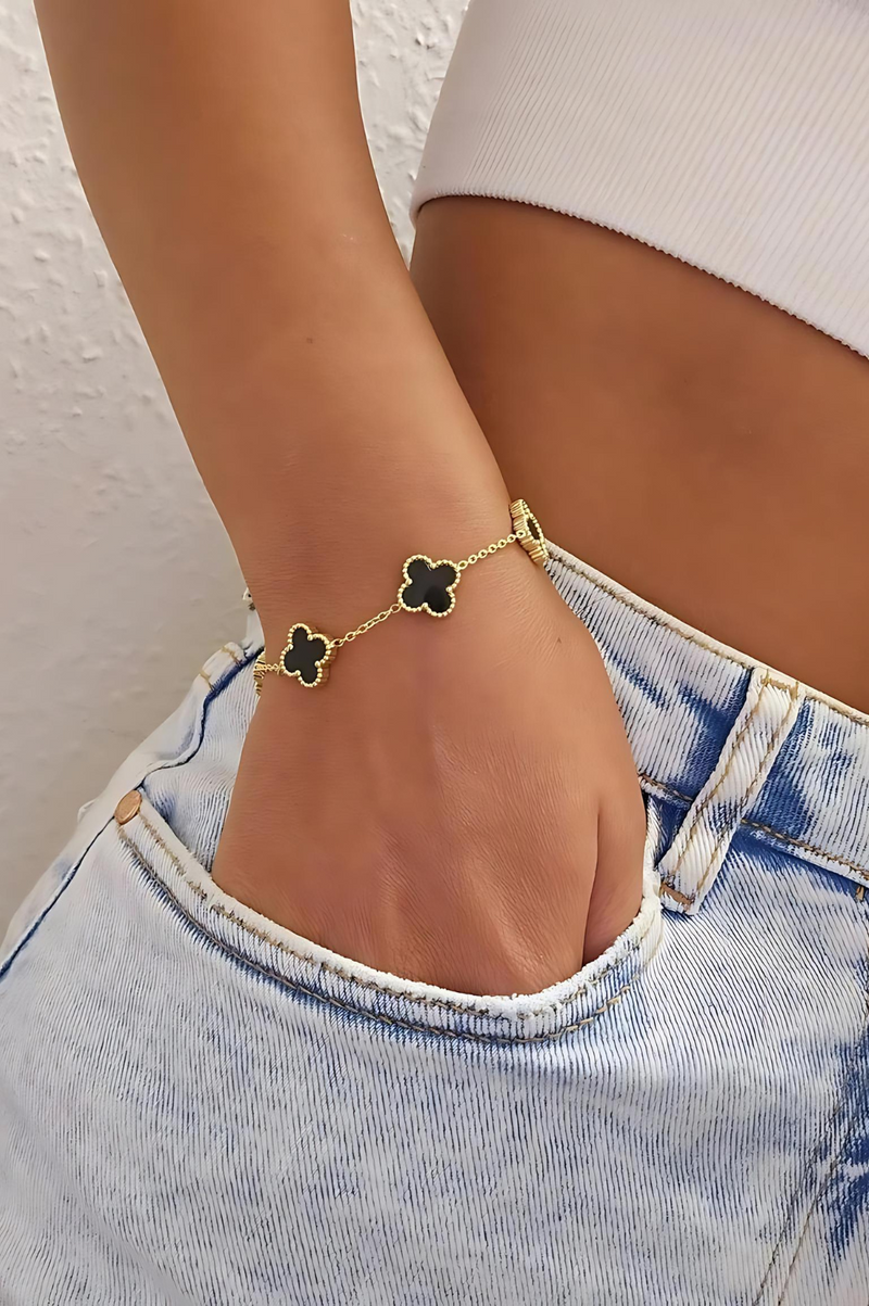 Alexis Black Bracelet | Gold