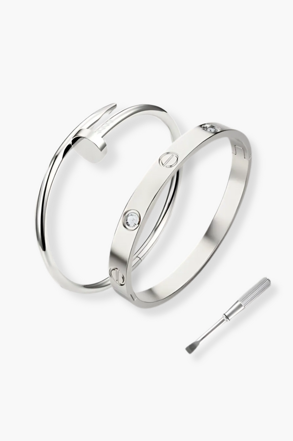 London Nail Bangle Stack 2.0 | Silver