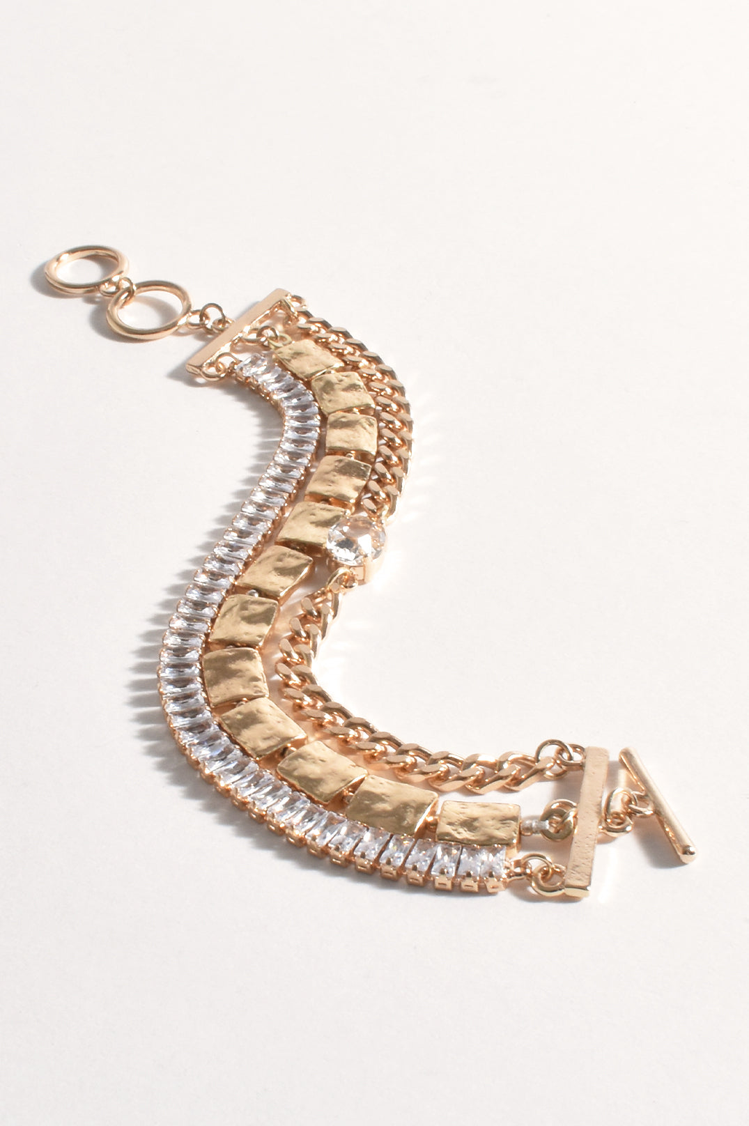 New - Chicago Crystal 3 Strands Bracelet | Gold