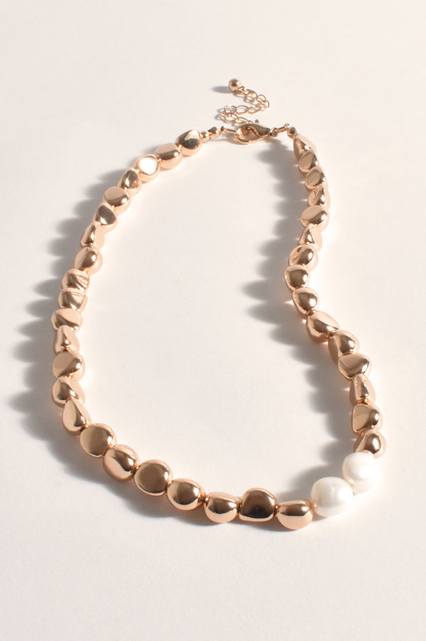 Gilded Pearl Necklace | Gold