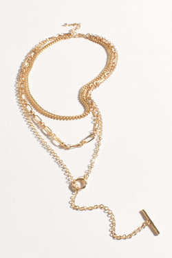 Bardot 3 Layer Fob Necklace | Gold