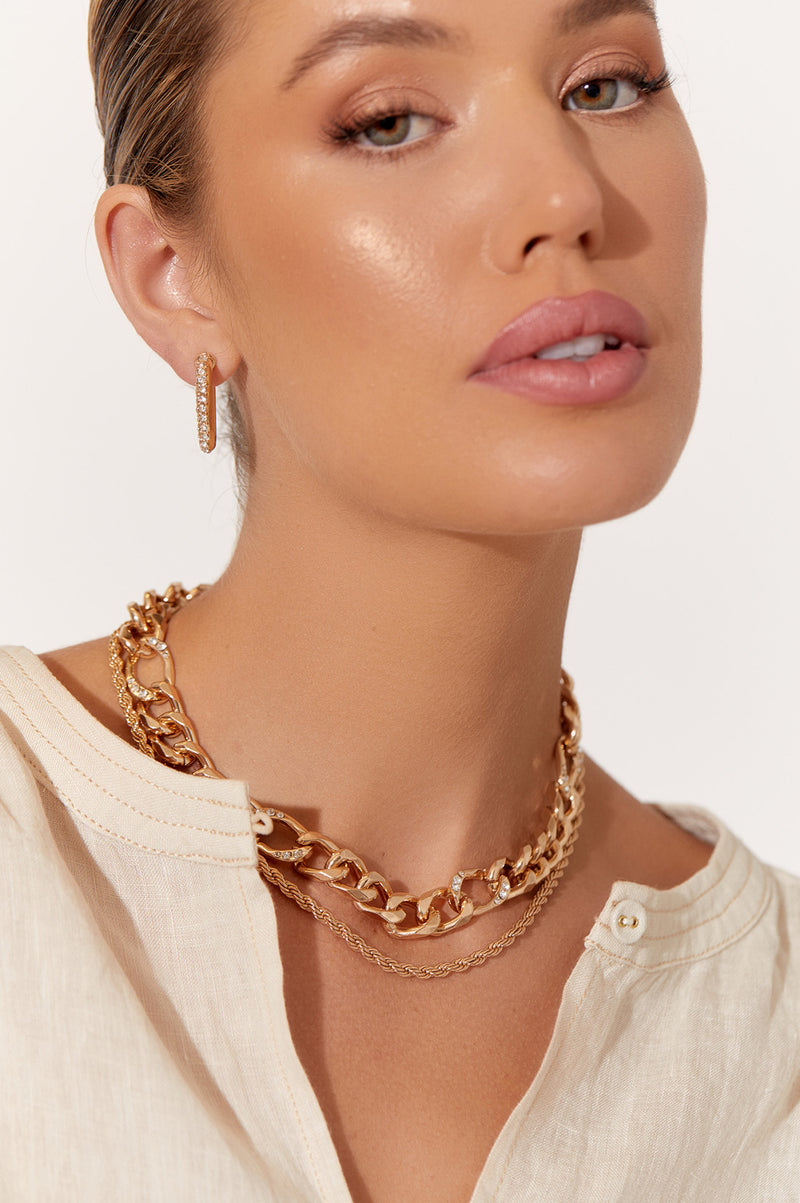 City Link Layered Necklace | Crystal Gold