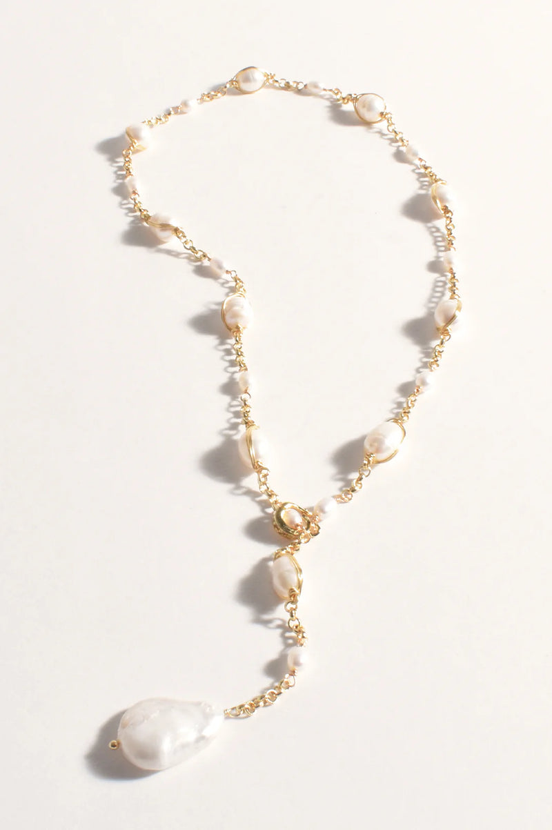 Oceania Pearl Drop Necklace | Gold