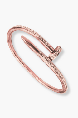 Pave Nail Bangle | Rose Gold