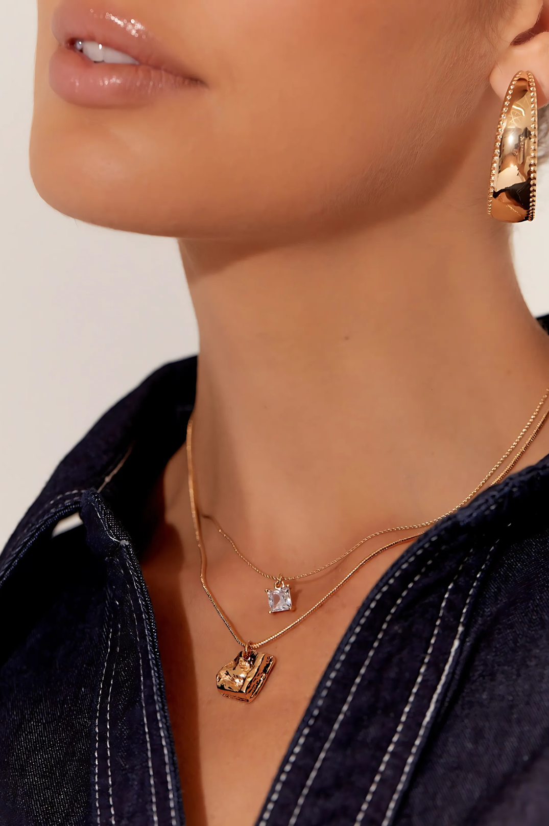 Naomi Double Crystal Necklace | Gold