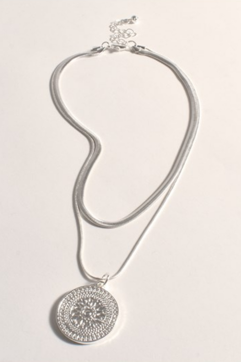 New - Maya Disc Layered Necklace | Silver