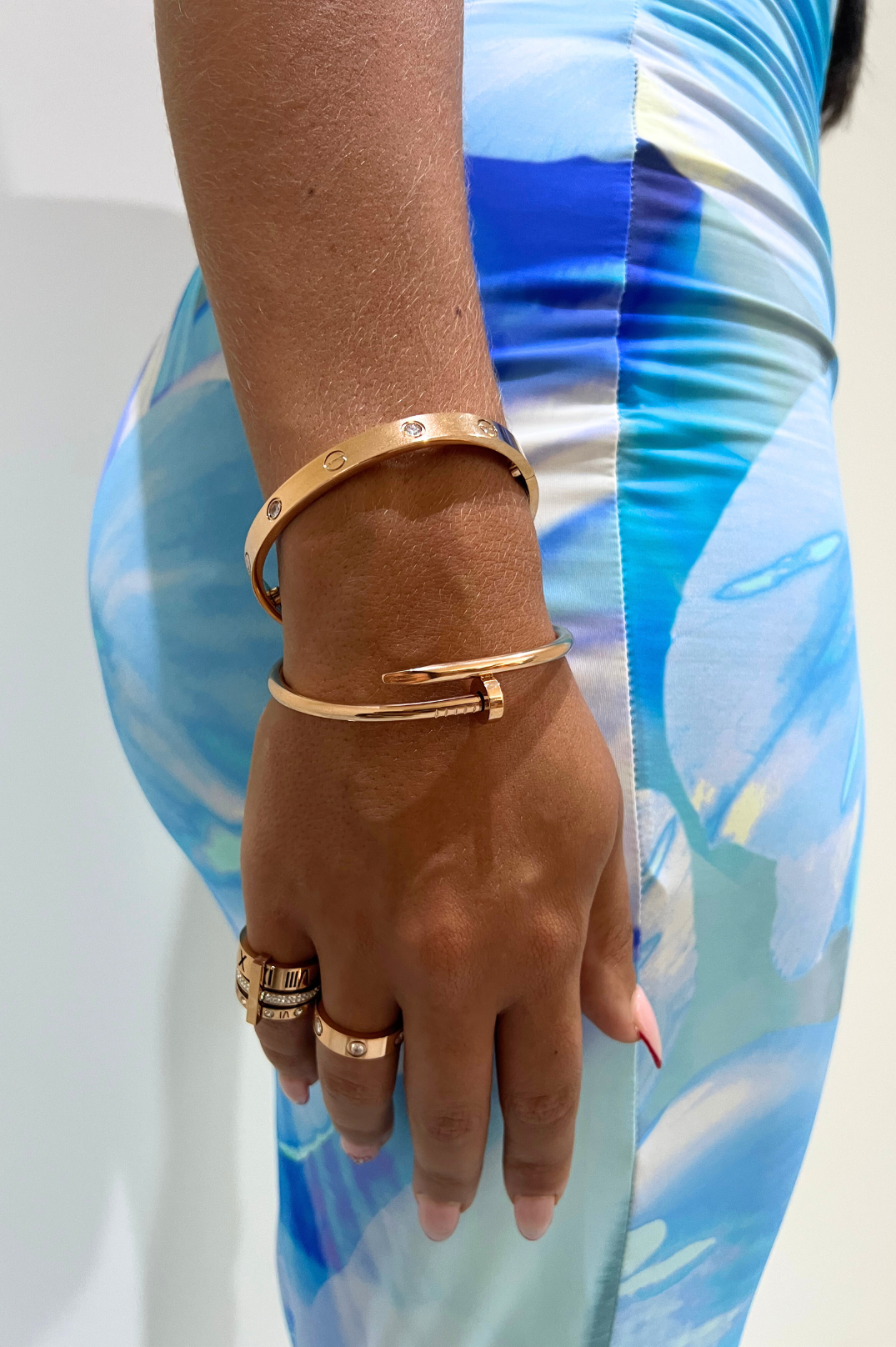 London Hinged Nail Bangle Stack 2.0 | Rose Gold