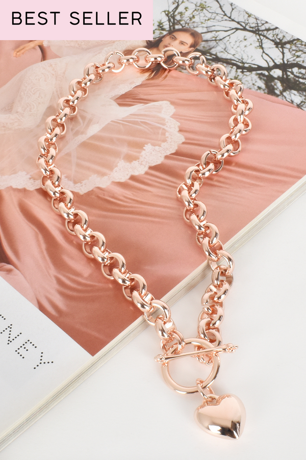 Milan Heart Fob Necklace | Rose Gold