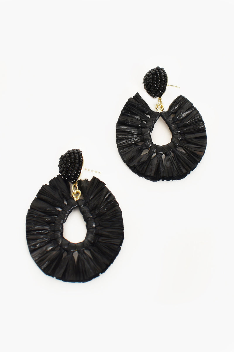 Raffia & Bead Earrings