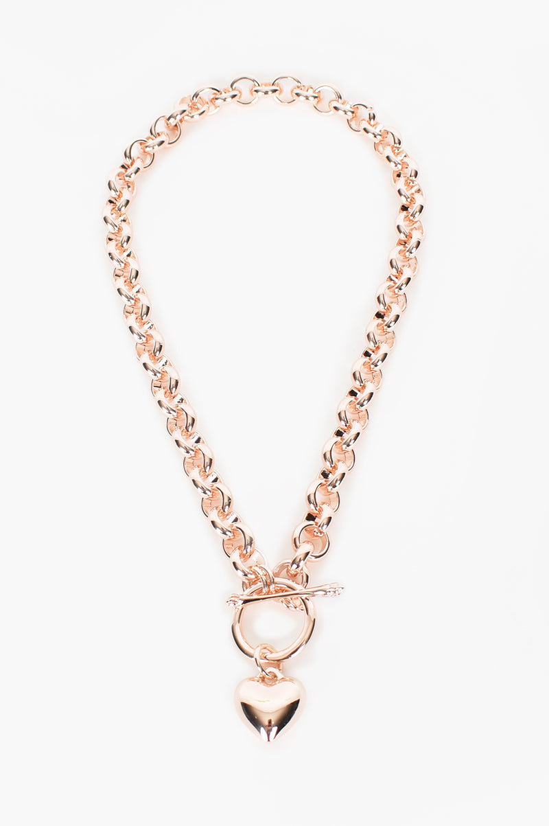 Milan Heart Fob Necklace | Rose Gold